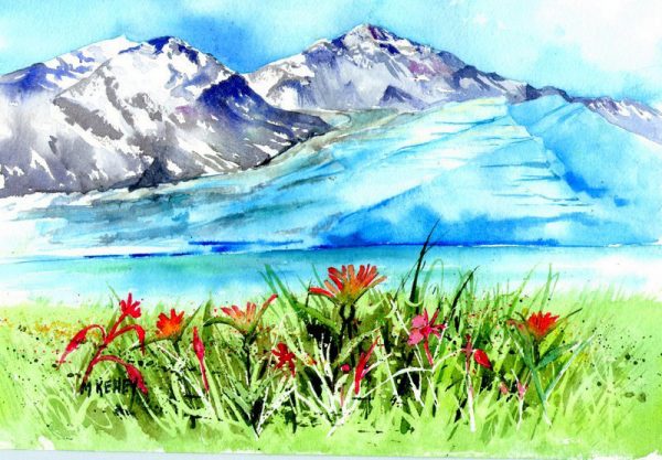 GLACIER WITH FLOWERS